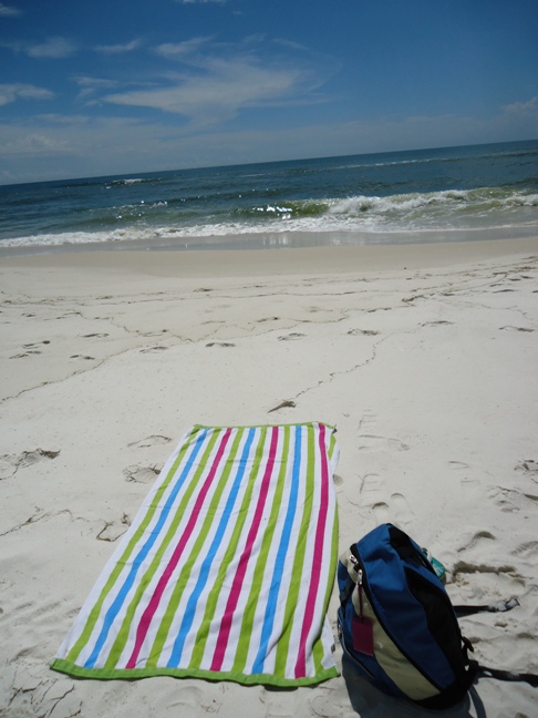 towel on orange beach