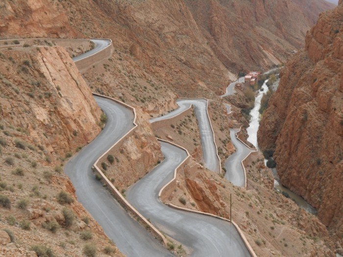 Driving the windy road in Dades Gorge along the Morocco itinerary