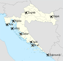 map of major croatian airports