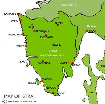 Map courtesy of Find Croatia
