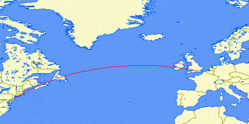Flight Map from Philadelphia to London