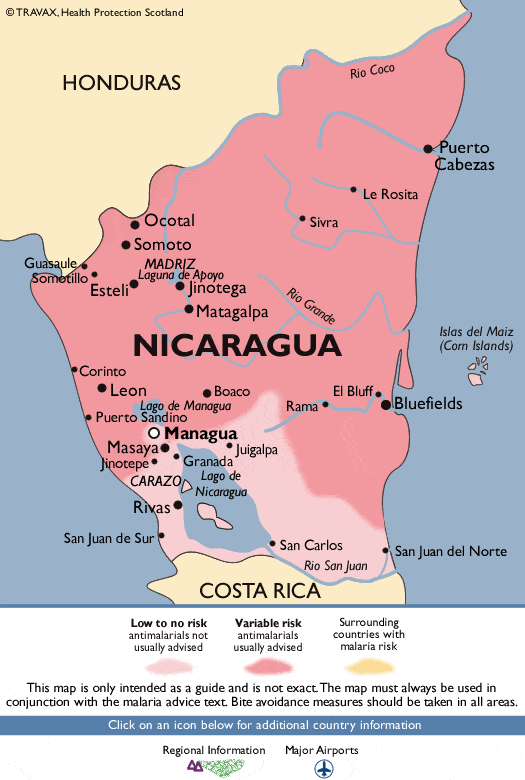 nicaragua malaria map