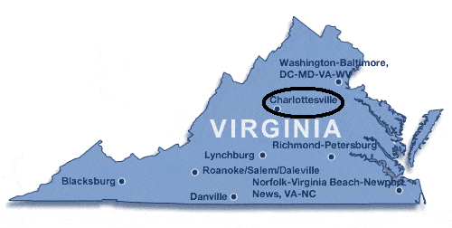 virginia map - charlottesville