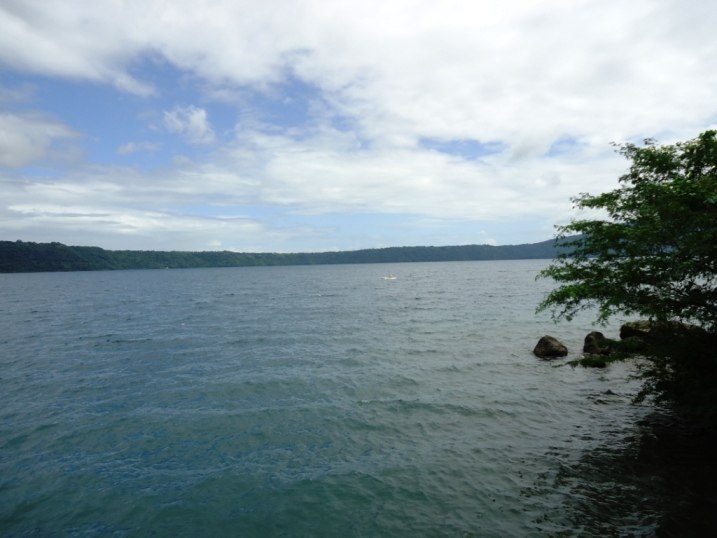 the girl and globe laguna de apoyo