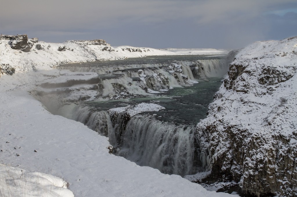 gulfoss winter golden circle iceland