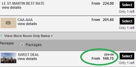 You can save 25% by choosing this package rather than booking the room alone.