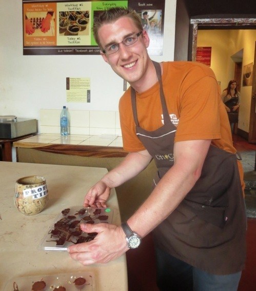 Having fun at Antigua's Chocolate-Making Workshop