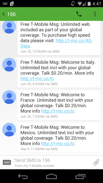 how tmobile international data works