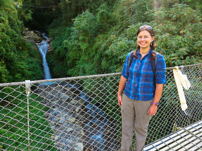 becky on bridge to ghorepani poon hill in nepal