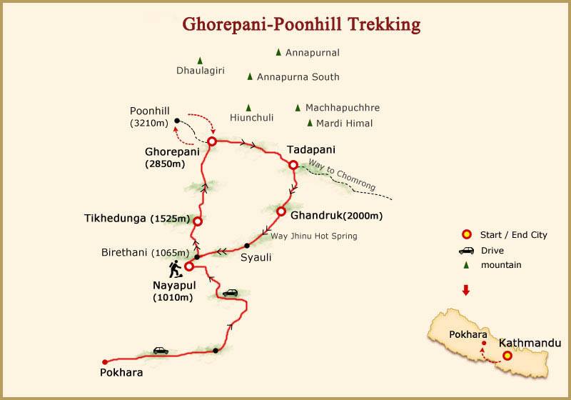 ghorepani poon hill trek map (poon hill map)