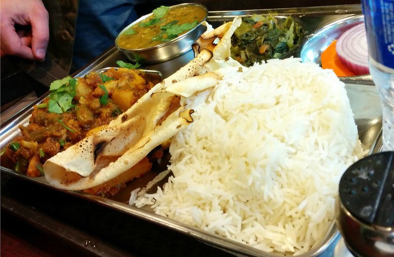 Vegetarian Thali plate $8 (including bottled water)