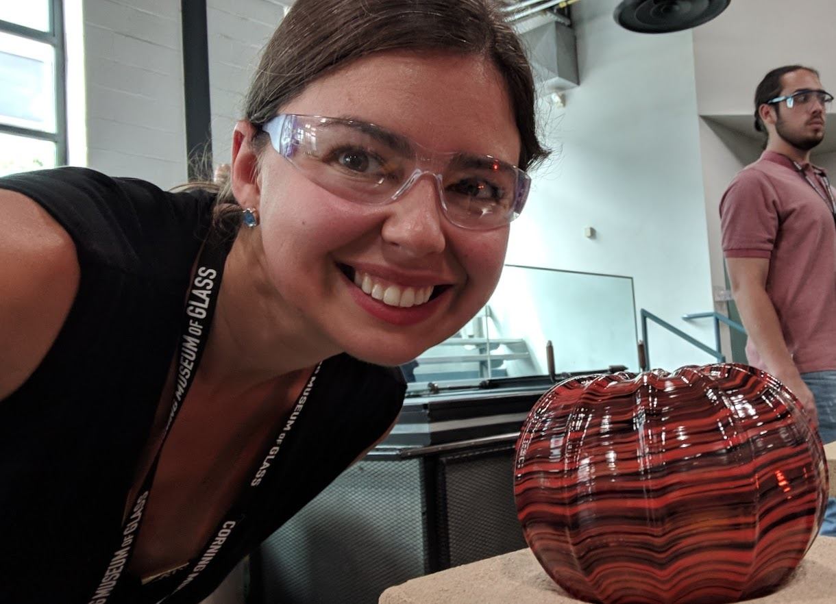 girl with glass pumpkin