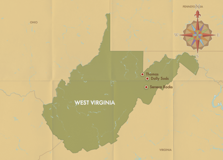 west virginia map dolly sods thomas seneca rocks