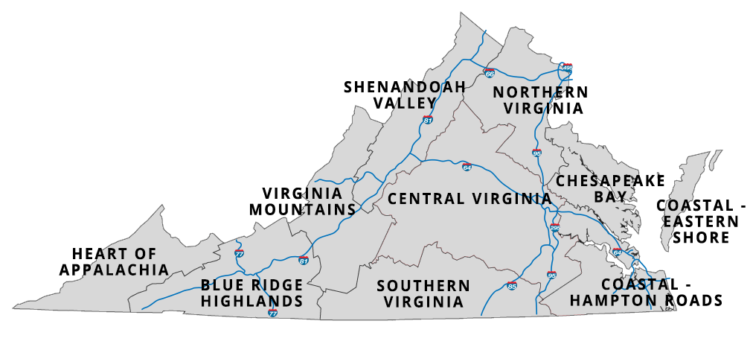 virginia map of things to do in virgina