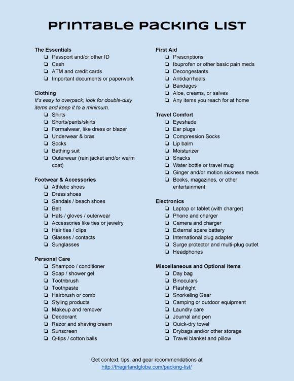 carry on bag checklist