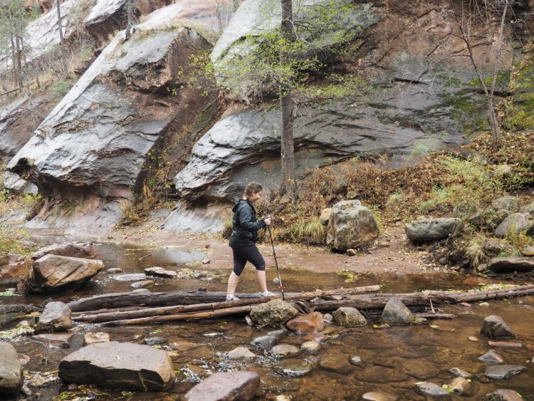 how to hike in the rain with trekking poles