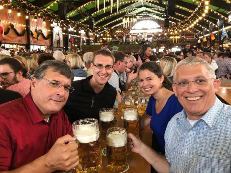 Inside an Oktoberfest beer tent