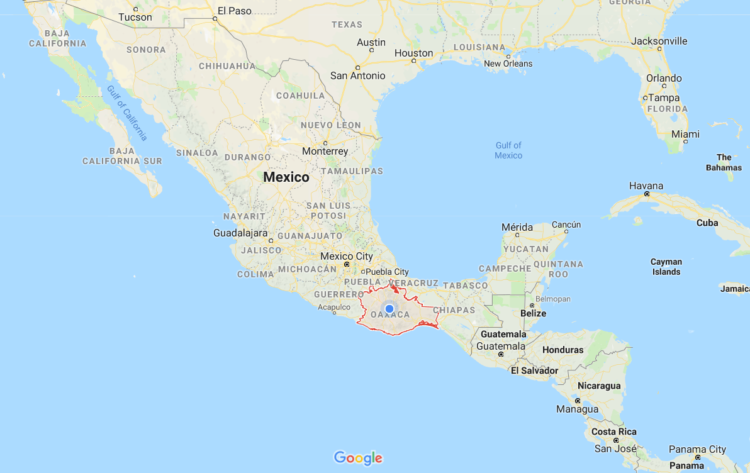 map of oaxaca in relation to rest of mexico