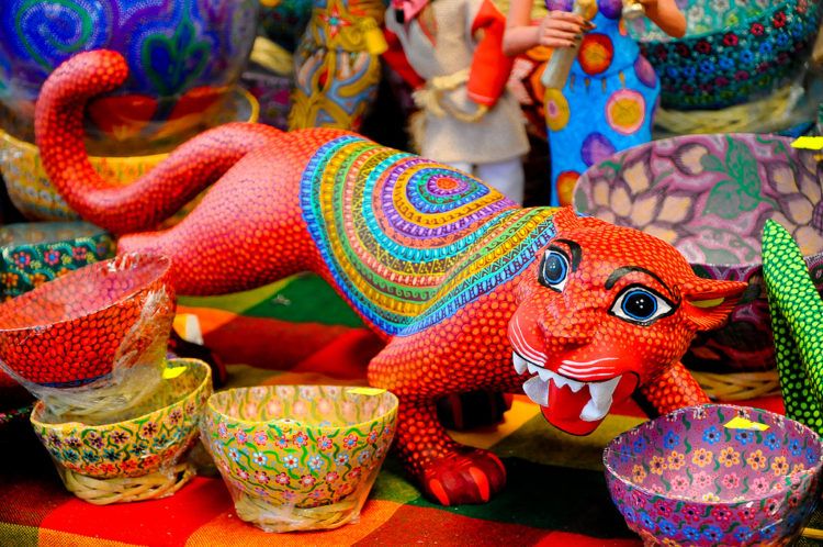 bright colorful Oaxaca alebrijes