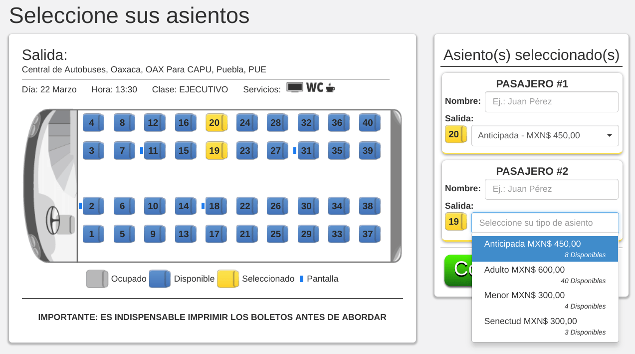 Clickbus Seat Map