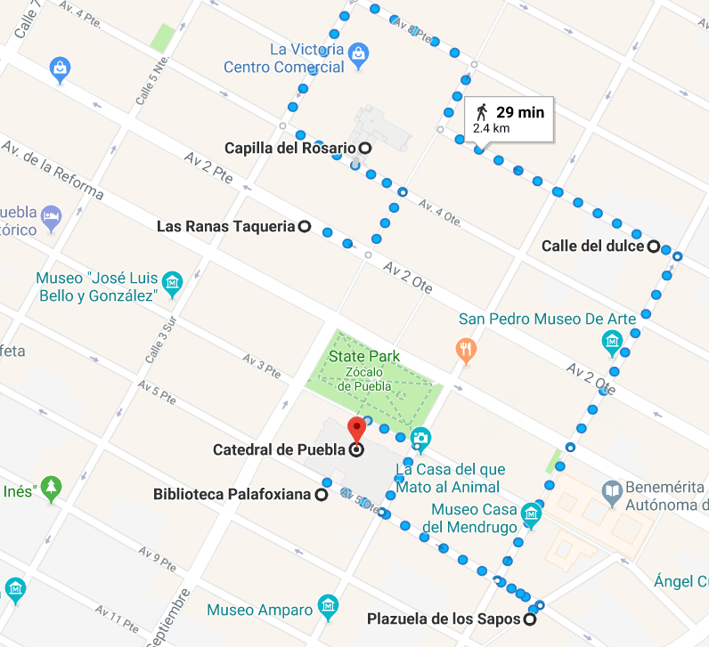 puebla walking tour map