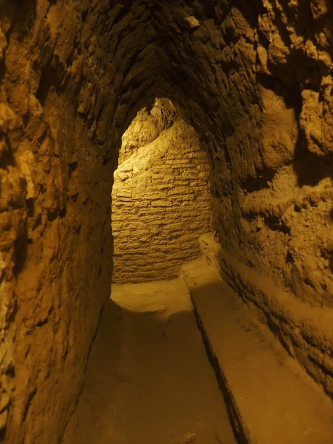 Inside the Cholula tunnels, within the pyramid