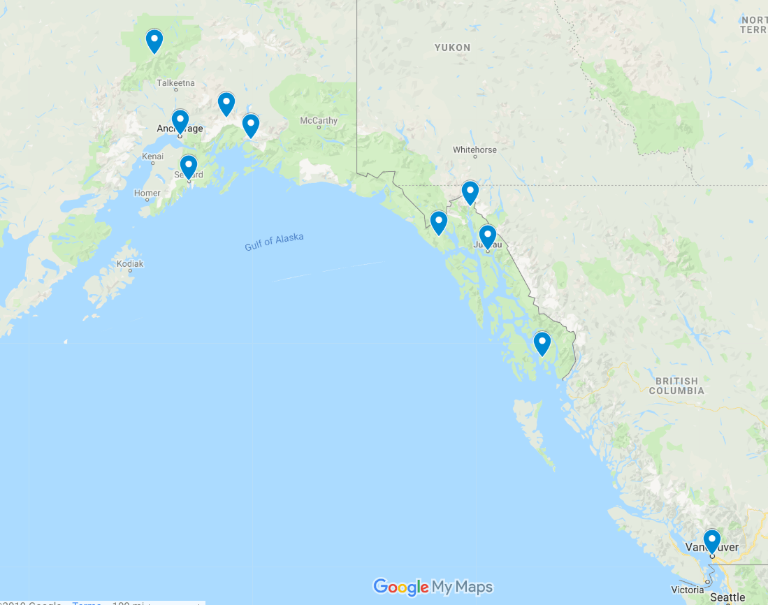 alaska itinerary map