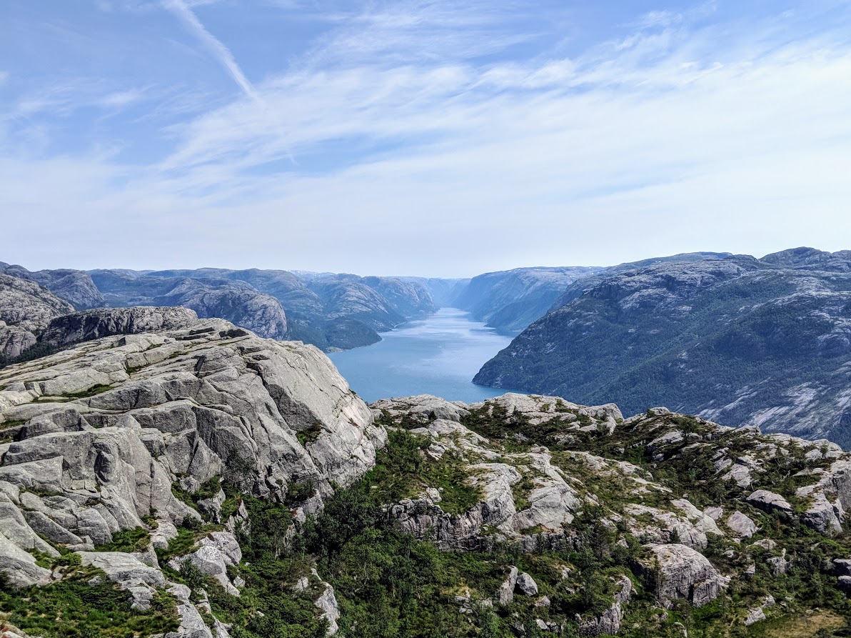 A view of the Lysefjord from along the Pulpit Rock hike