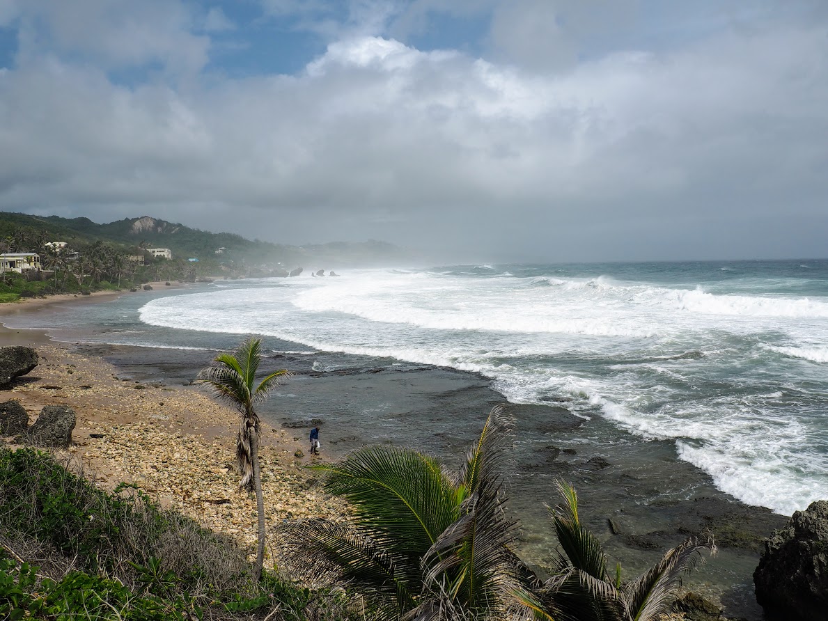 waves crashing along the east shore