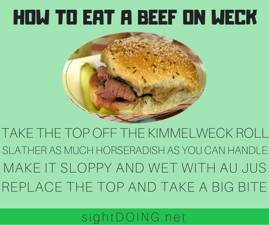instructions how to eat a beef on weck