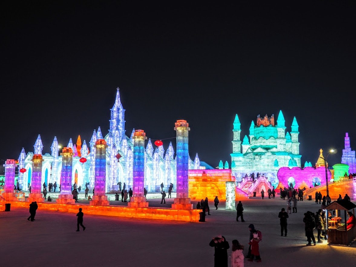 harbin ice festival at night