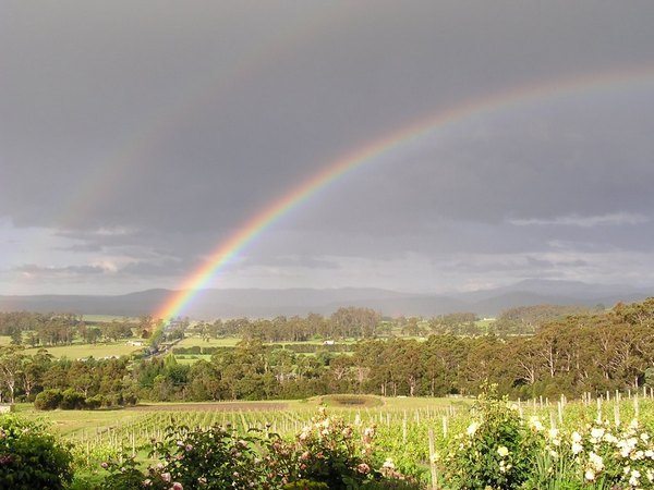 One of the rainbows you might see during Tasmanian holidays