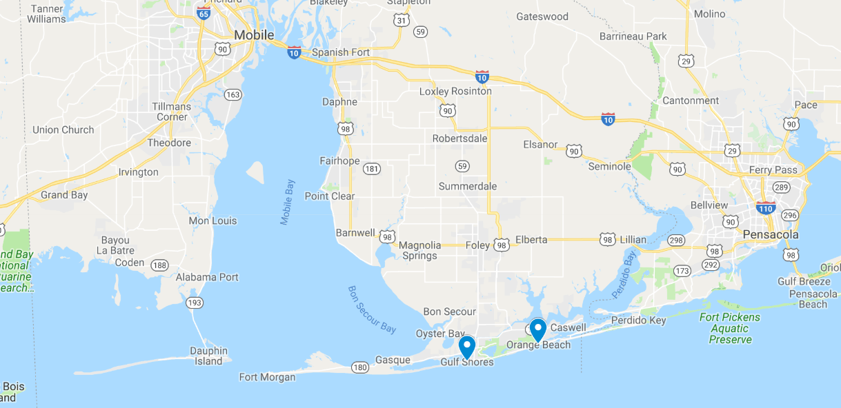 Alabama Beaches Map