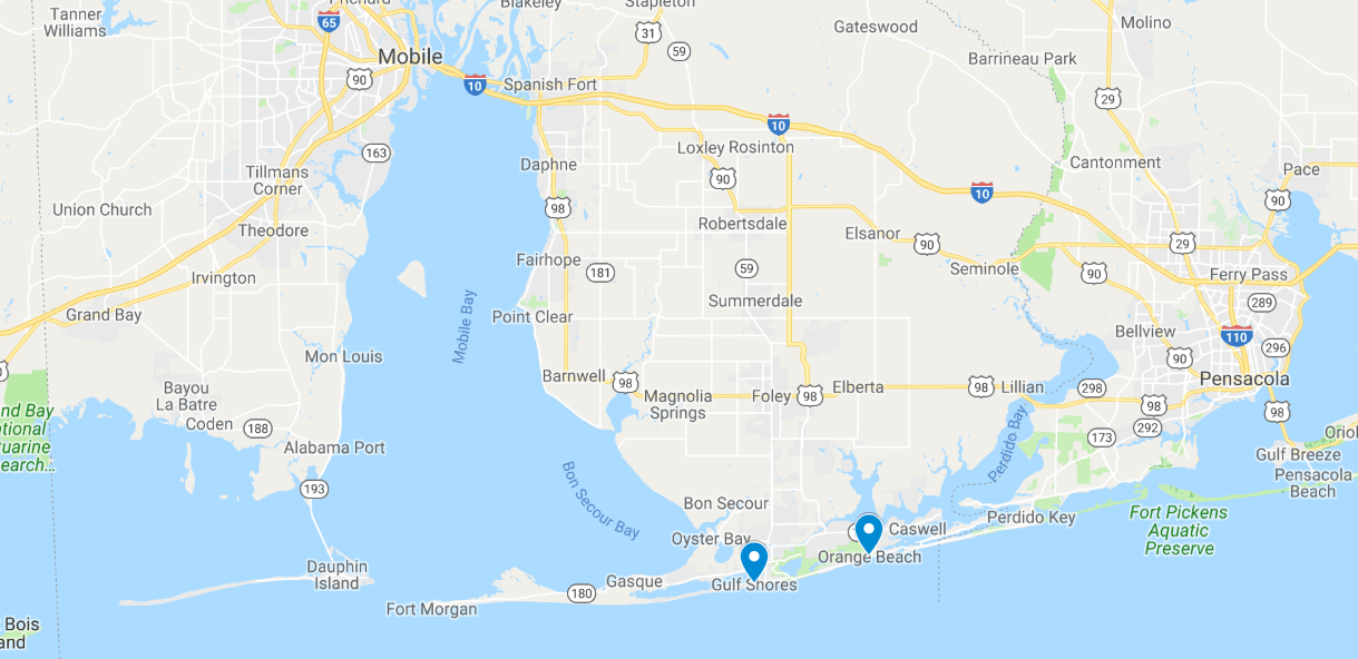 Alabama Beaches Map 