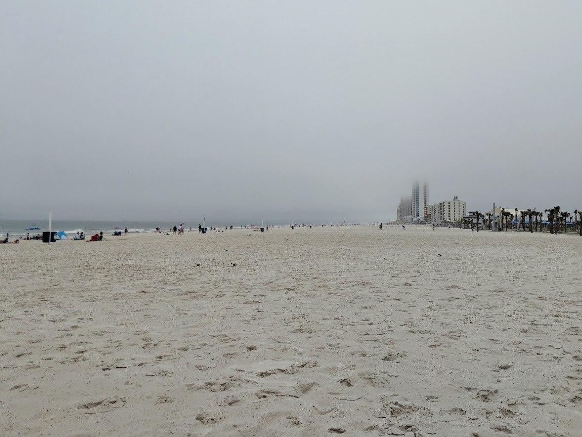 gloomy gray day at the beach in gulf shores alabama