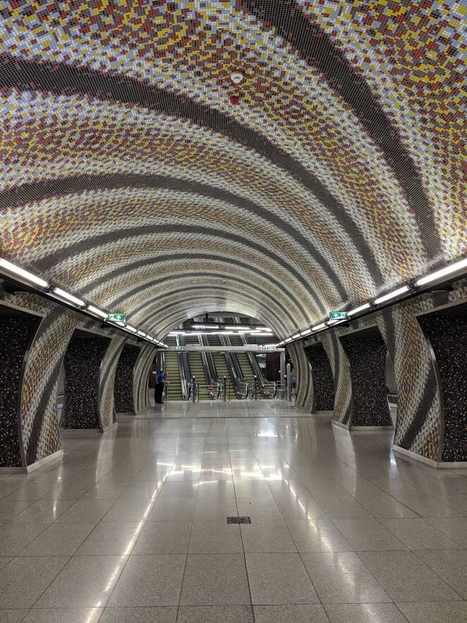 art inside gellert metro station in budapest