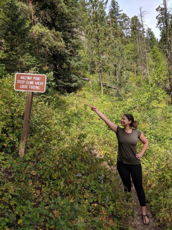 76 trail sign stating halfway up