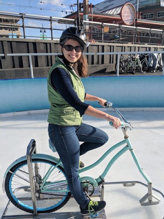 girl on ice bike in buffalo ny