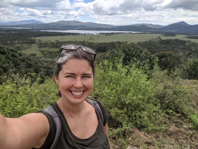 selfie of becky in front of lake