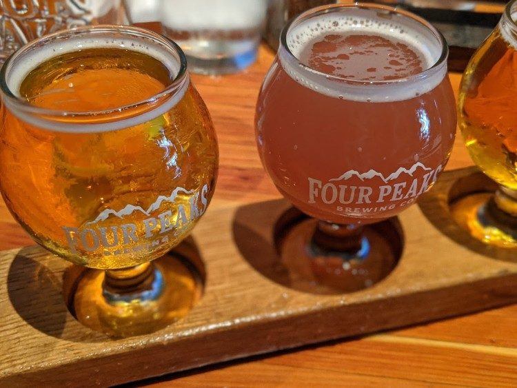 flight of beer at four peaks brewing company