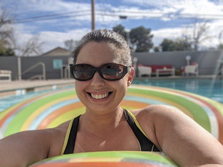 girl in hotel pool