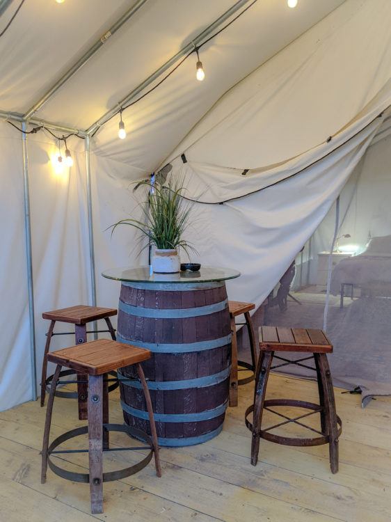 Wine Barrel Table Glamping