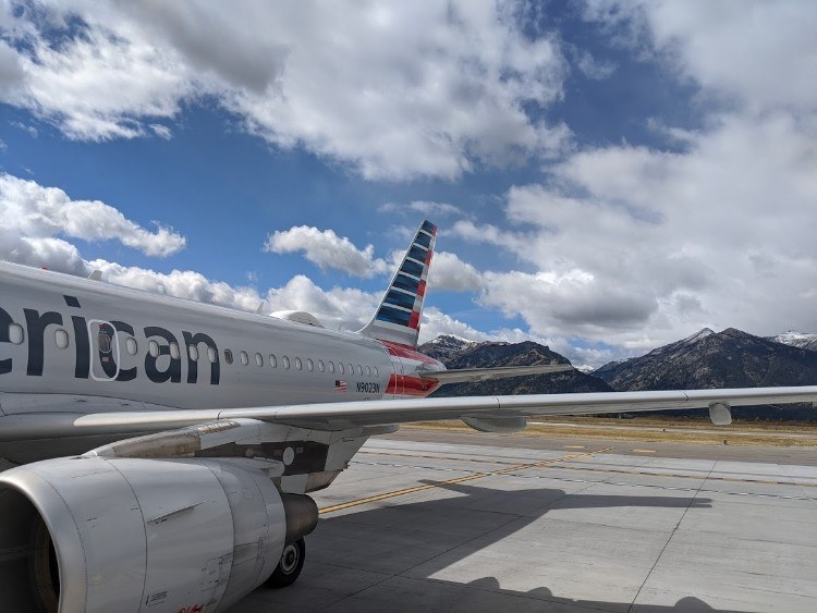 plane with mountains in background