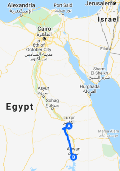 egypt map route luxor to aswan