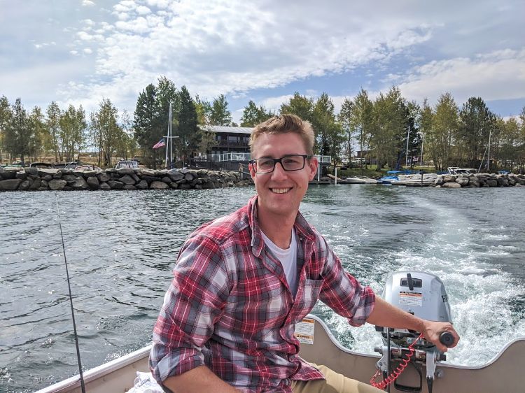 fishing boat on fremont lake pinedale wyoming