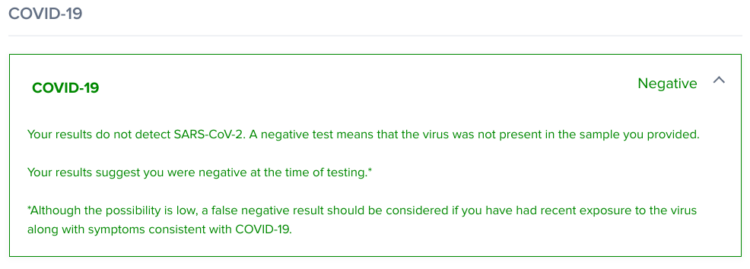 covid test results