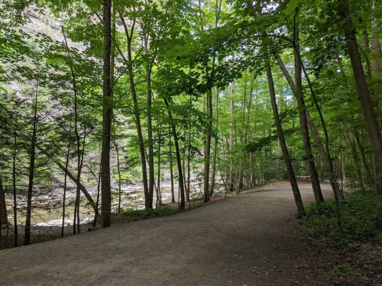 empty wide trail in taughhanock falls state park