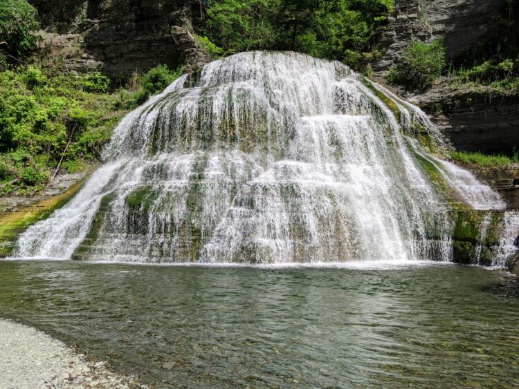 swimming area at lower falls robert treman state park