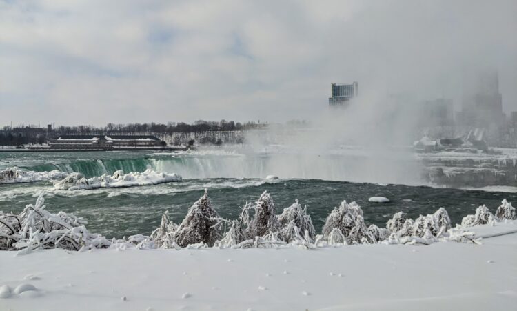 brink of the falls in winter