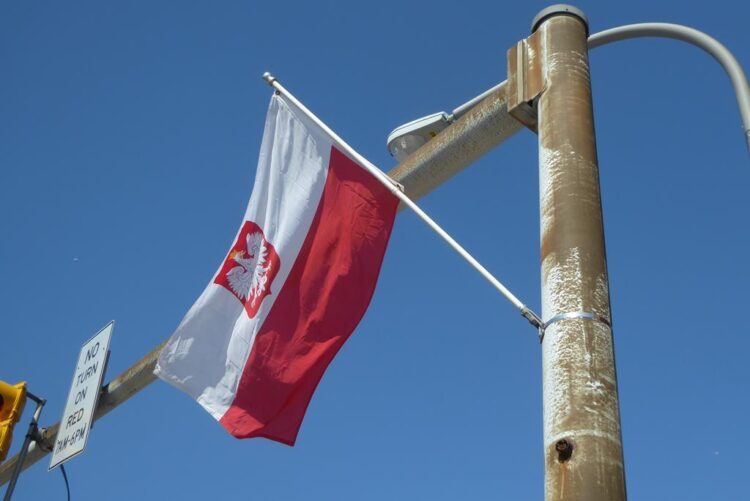 polish flag on buffalo street pole